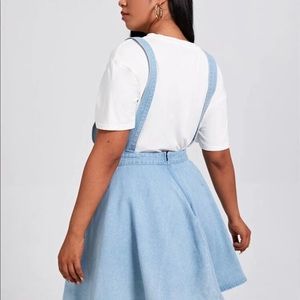 Plus Zipper Back Denim Overall Dress